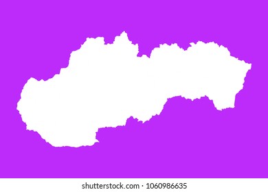 Slovakia map-White map on purple background. Each city and border has separately. Vector illustration eps 10.