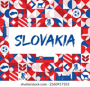 Slovakia National day banner with flag. Modern banner for various purposes such as national holiday greeting cards, sports and music event posters, web headers. Horizontal design

