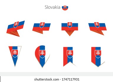 Slovakia national flag collection, eight versions of Slovakia vector flags. Vector illustration.