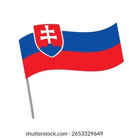 Slovakia national flag flutters with flagpole