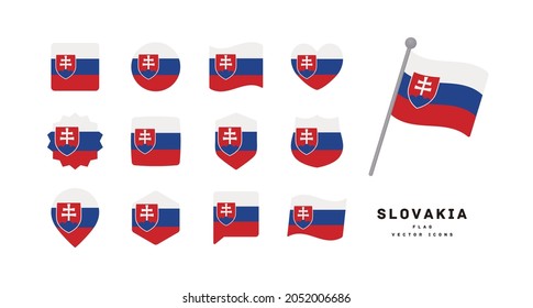 Slovakia national flag icon set vector illustration