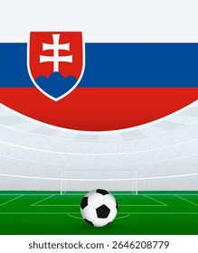 Slovakia National Football Theme, Stadium and Soccer Ball. Soccer Match Concept in Slovakia. Ideal for use in sports event promotions, football themed designs, and tournament advertisements.