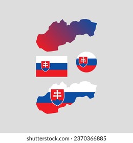 Slovakia national map and flag vectors set....