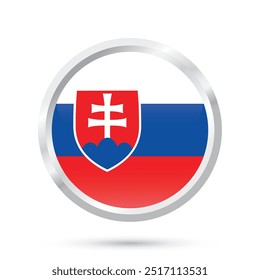 slovakia national official flag round glossy shiny 3D vector illustration on white background for national day, day of constitution, freedom and democracy day, public holidays, poster, flyers, banners