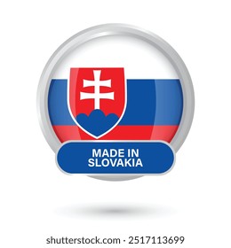 slovakia national official flag round glossy shiny 3D vector illustration on white background for national day, day of constitution, freedom and democracy day, public holidays, poster, flyers, banners