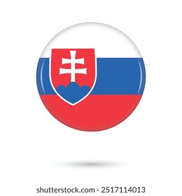 slovakia national official flag round glossy shiny 3D vector illustration on white background for national day, day of constitution, freedom and democracy day, public holidays, poster, flyers, banners