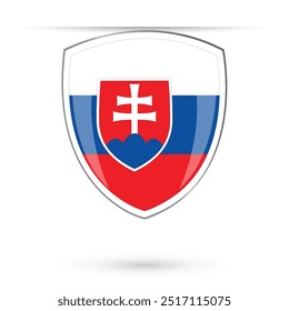 slovakia national official flag shield glossy shiny 3D vector illustration on white background for national day, day of constitution, freedom and democracy day, public holidays, poster,flyers, banners