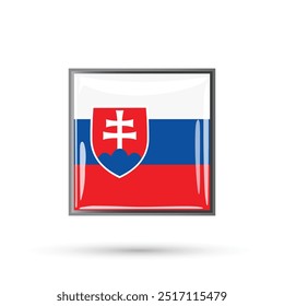 slovakia national official flag square glossy shiny 3D vector illustration on white background for national day, day of constitution, freedom and democracy day, public holidays, poster, flyers, banne