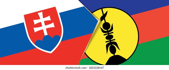 Slovakia and New Caledonia flags, two vector flags symbol of relationship or confrontation.