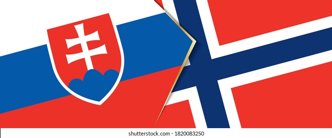 Slovakia and Norway flags, two vector flags symbol of relationship or confrontation.