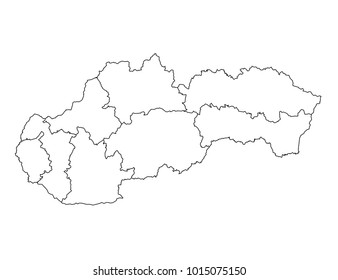 slovakia outline map. detailed isolated vector country border contour map on white background.