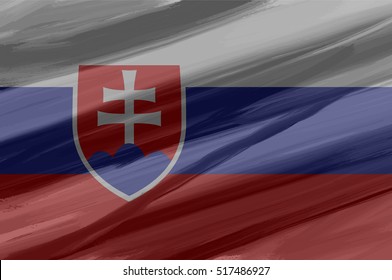 Slovakia painted / drawn vector flag. Dramatic, unusual look. Vector file contains flag and texture layers