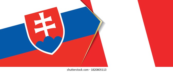 Slovakia and Peru flags, two vector flags symbol of relationship or confrontation.