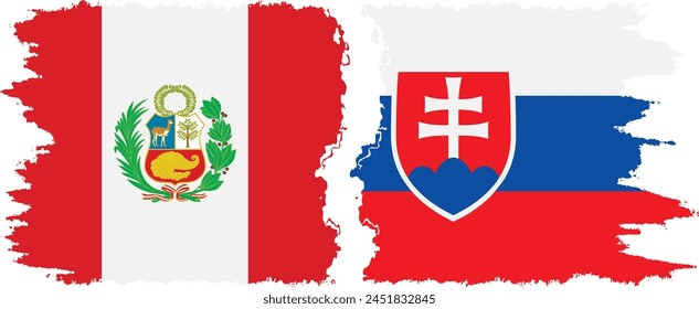 Slovakia and Peru grunge flags connection, vector