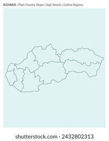 Slovakia plain country map. High Details. Outline Regions style. Shape of Slovakia. Vector illustration.