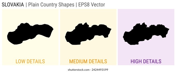 Slovakia - plain country shape. Low, medium and high detailed maps of Slovakia. EPS8 Vector illustration.