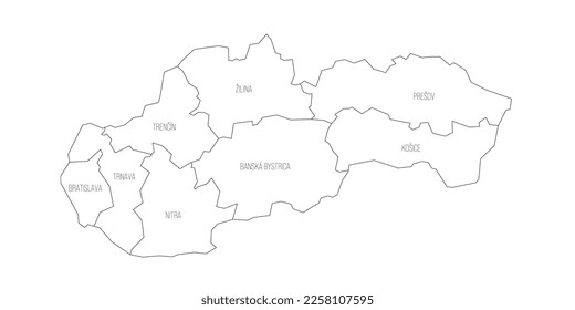 Slovakia political map of administrative divisions