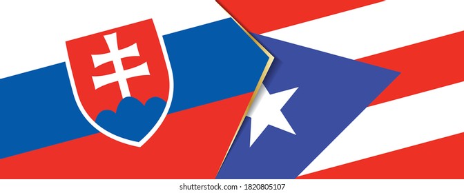 Slovakia and Puerto Rico flags, two vector flags symbol of relationship or confrontation.
