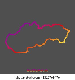 Slovakia purple red yellow fluid gradient outline map, stroke. Line style. Vector illustration