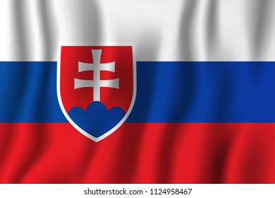 Slovakia realistic waving flag vector illustration. National country background symbol. Independence day.