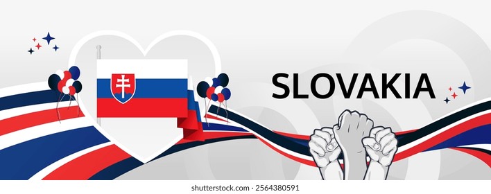 Slovakia Restoration Day template design with heart symbol in flag color theme. Modern abstract art for Independence spirit, perfect for National Day poster or banner