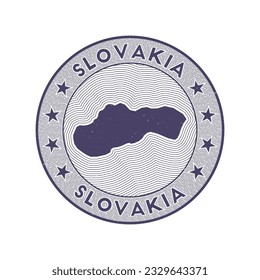Slovakia round badge vector. Country round stamp with shape of Slovakia, isolines and circular country name. Appealing emblem. Beautiful vector illustration.