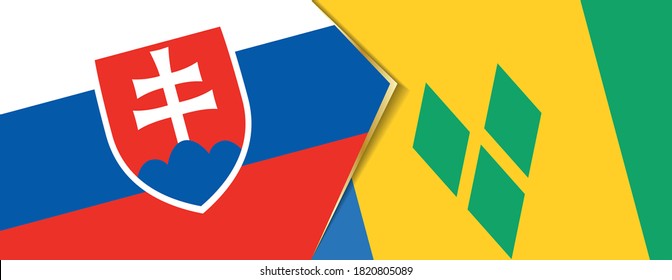 Slovakia and Saint Vincent and the Grenadines flags, two vector flags symbol of relationship or confrontation.