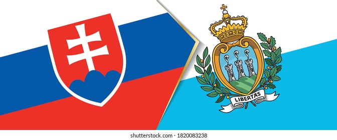 Banderas de Eslovaquia y San Marino, dos banderas vectoriales símbolo de relación o enfrentamiento.
