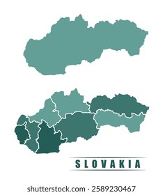 Slovakia simple flat political map with states border