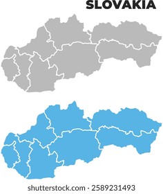 Slovakia simple maps flat illustration