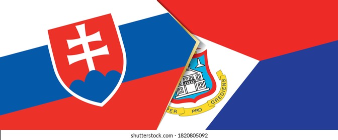 Slovakia and Sint Maarten flags, two vector flags symbol of relationship or confrontation.