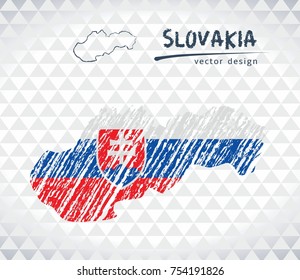 Slovakia sketch chalk drawing map isolated on a white background