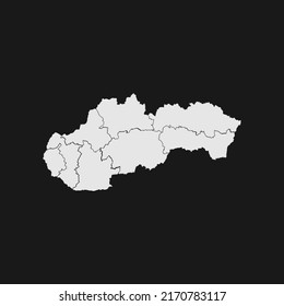 slovakia soft white map with black detail and background