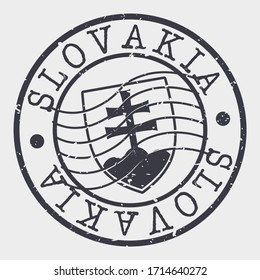 Slovakia Stamp Postal. A Flag Silhouette Seal. Passport Round Design. Emblema Vector Icon Design Retro Travel.