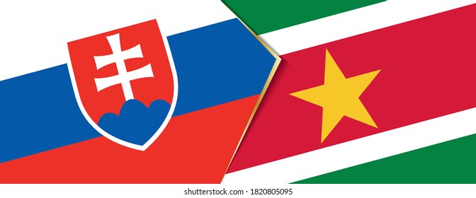 Slovakia and Suriname flags, two vector flags symbol of relationship or confrontation.