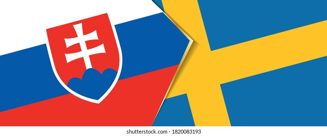 Slovakia and Sweden flags, two vector flags symbol of relationship or confrontation.