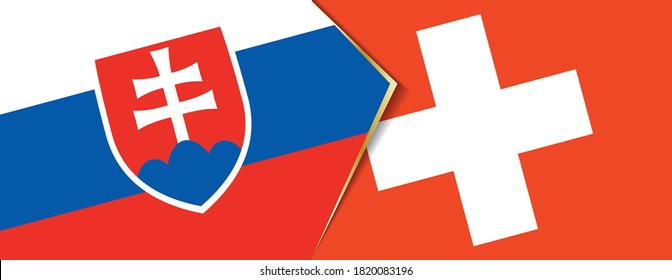 Die Slowakei und die Schweiz sind Flaggen, zwei Vektorflaggen Symbol für Beziehung oder Konfrontation.