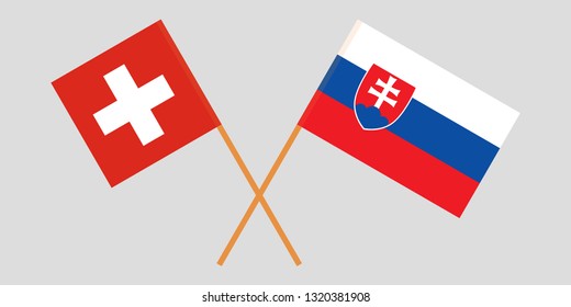 Slovakia and Switzerland. The Slovakian and Swiss flags. Official colors. Correct proportion. Vector illustration