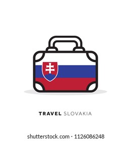 Slovakia travel concept. Suitcase vector icon with national country flag