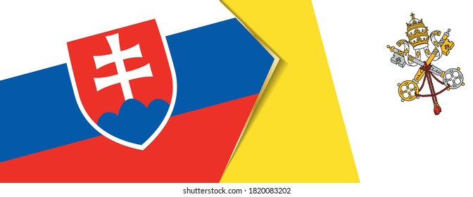 Slovakia and Vatican City flags, two vector flags symbol of relationship or confrontation.
