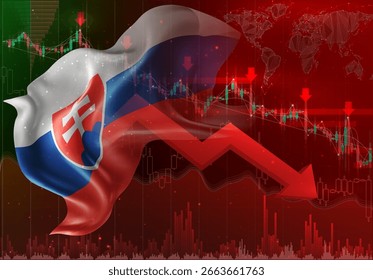 Slowakei, Vektor 3D-Flagge - Tendenz zum Finanzaustausch rückläufig
