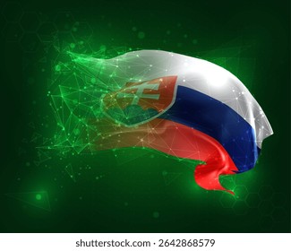 Slovakia, vector 3d flag on green background and numbers