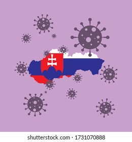 slovakia vector graphics map and corona virus