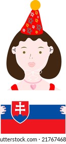Slovakia vector hand drawn flag, Slovak koruna