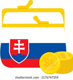 Slovakia vector hand drawn flag, Slovak koruna