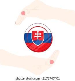 Slovakia vector hand drawn flag, Slovak koruna