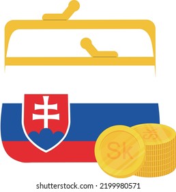 Slovakia vector hand drawn flag, Slovak koruna