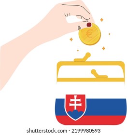 Slovakia vector hand drawn flag, Slovak koruna