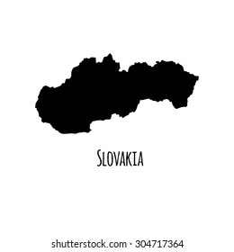 Slovakia vector map black outline map with  caption on white background. 