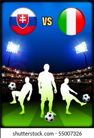 Slovakia versus Italy on Stadium Event Background Original Illustration